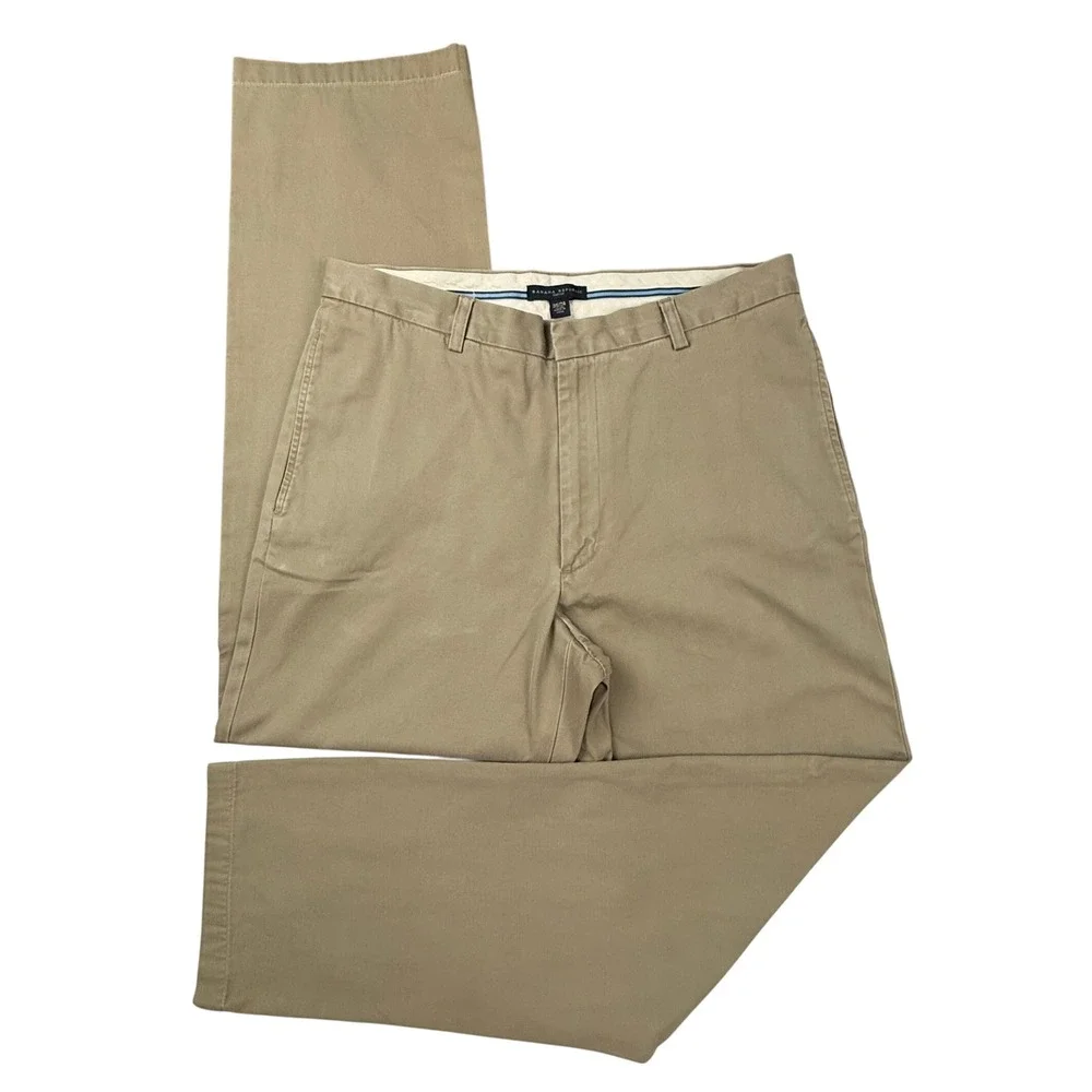 Banana Republic Gavin Chinos Khaki Tan Straight Leg Cotton Pants Mens 35x34